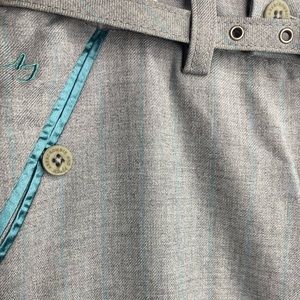 Abercrombie and Fitch, NWT, gray with light blue pinstripe capris, stretch.